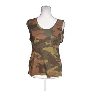 Sanctuary Evereve Womens Camo Traveler Tank Top Tee Green Size Small S Pocket